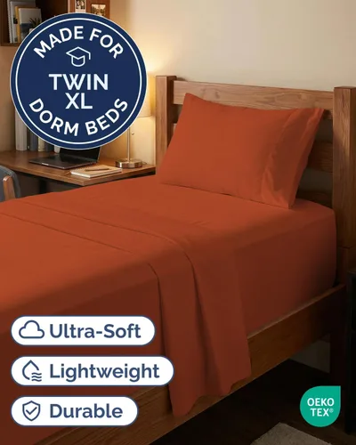 Vista 697 de Extra Deep Twin XL Sheet Set - 3 Piece College Dorm Room - White 01-Blanco
