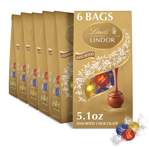 Vista 20 de Lindt Lindor - Trufas de chocolate surtidas de caramelo, bolsa de 15.2 onzas