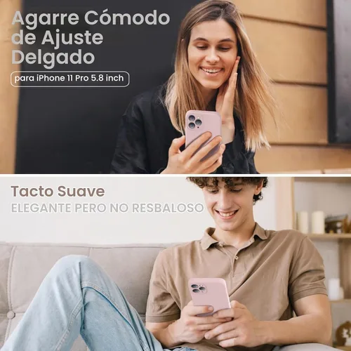 Vista 2 de Vooii Funda compatible con iPhone 11 Pro, silicona líquida mejorada con bordes planos, protección de cámara, forro de microfibra suave antiarañazos