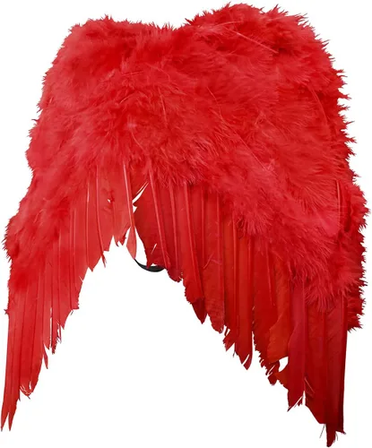 Vista 2 de Mini Cupido Rojo Ángel Diablo Alas de Plumas de San Valentín Accesorio de disfraz, Rojo