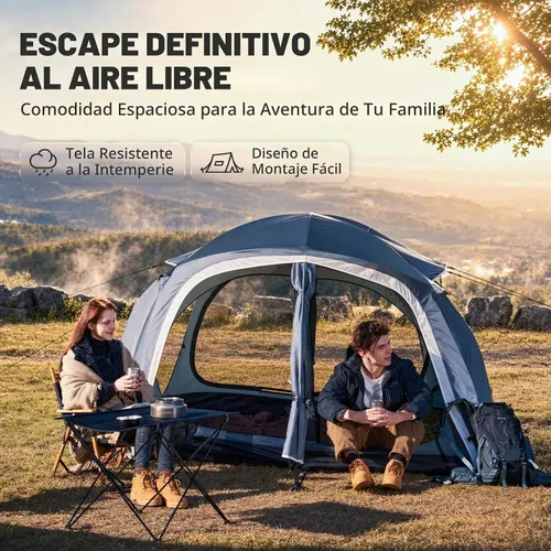 Vista 2 de EchoSmile Tiendas de campaña para camping, tienda impermeable a prueba de viento con múltiples postes, tienda de campaña de cúpula amplia para 3-5