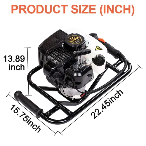 Vista 9 de DC HOUSE 52cc 1800W Gas Powered Earth Auger EPA Certified Post Hole Digger, with 2 Drill Bits 6" 10", Mixing Ratio 30:1, for Fence, Farmland and
