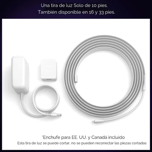 Vista 2 de PHILIPS Hue Kit de Base de Tira de Luces LED Inteligente RGBWW Solo de Interior de 10 Pies, 1 Paquete, Control con Aplicación Hue, Tiras de Luces
