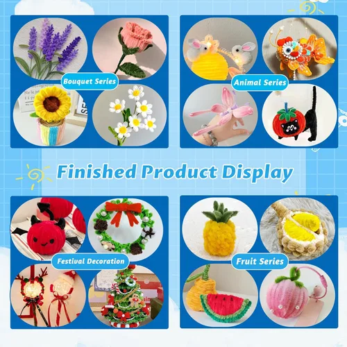 Vista 7 de 200 Pcs Pipe Cleaners, 20 Colors Pipe Cleaners Bulk for Crafts
