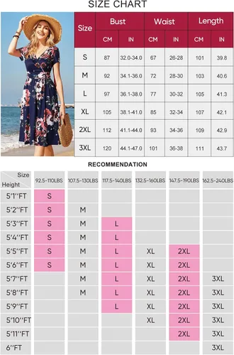 Vista 6 de OUGES - Vestido de fiesta corto de verano para mujer, diseño con mangas cortas, cuello en V, estampado floral y bolsillos