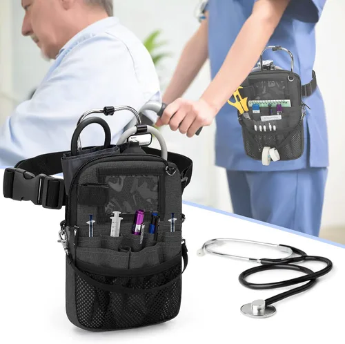 Vista 5 de Trunab Riñonera para enfermera con soporte para cinta y bolsillos para Negro