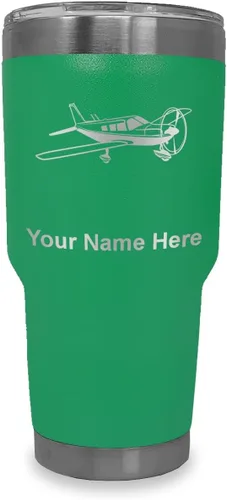 Vista 21 de LaserGram Vaso aislado al vacío de 20 onzas, avión de ala baja, grabado personalizado incluido (negro) Engraved Gift for Pilots, Vacuum Insulated