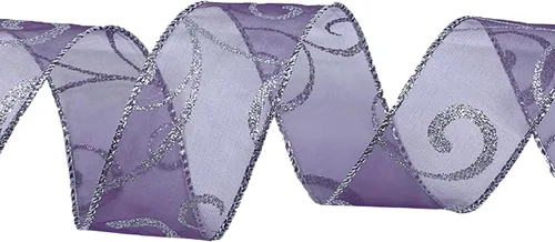 Vista 2 de Morex Ribbon Cintas transparentes con purpurina con espiral, cinta navideña para manualidades y decoraciones de Navidad, envoltura de regalos, 1.5