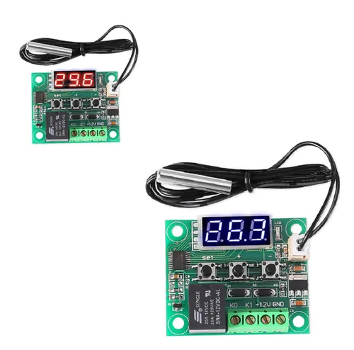 Vista 9 de UMLIFE 2 piezas de módulo controlador de temperatura con estuche, XH W1209 pantalla LED módulo termostato digital con sonda NTC impermeable -50~110℃