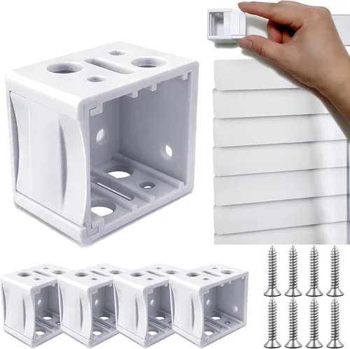 Vista 6 de Soportes para Mini Persianas, Soportes Blancos de 1 Pulgada para Persianas, Soporte de Montaje en Caja de Mini Persianas para Soporte de Riel