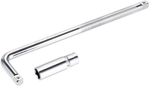 Vista 7 de uxcell Juego de 2 accesorios de enchufe de 0.512 in, 6 puntos, mango de extensión en forma de L de 10 pulgadas con unidad de 3/8 pulgadas