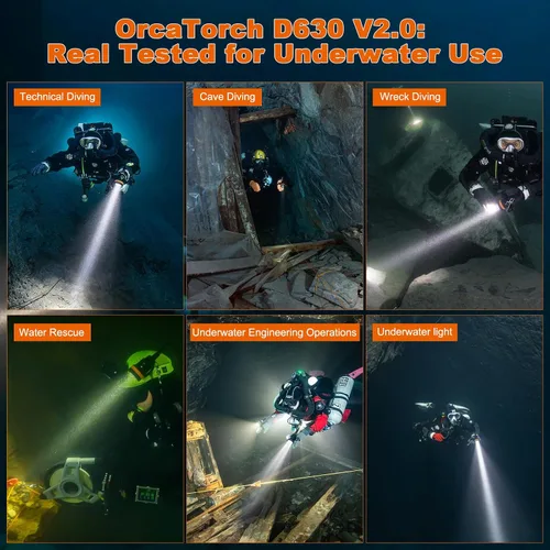 Vista 11 de ORCATORCH D630 V2.0 4600 lúmenes Primary Canister Luz de buceo