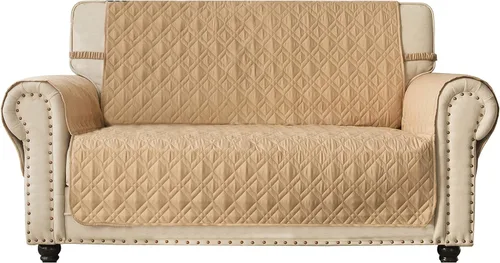Vista 13 de Ameritex - Funda protectora para sillón de dos puestos, impermeable, acolchada, con revestimiento antideslizante de huellitas, para perros, niños