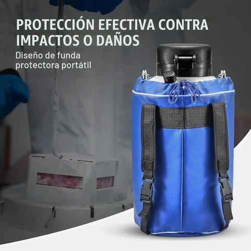 Vista 6 de VEVOR Tanque de Nitrógeno Líquido, Contenedor de Nitrógeno Líquido de Aleación de Aluminio de 3 L, Tanque Dewar de LN2 con 6 Botellas y Bolsa