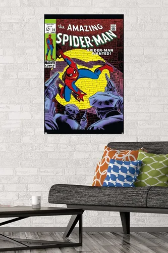 Vista 20 de Marvel Comics Amazing Spider-Man #70 - Póster de pared, 22.4 pulgadas de largo x 14.7 pulgadas de ancho, versión enmarcada de madera de granero