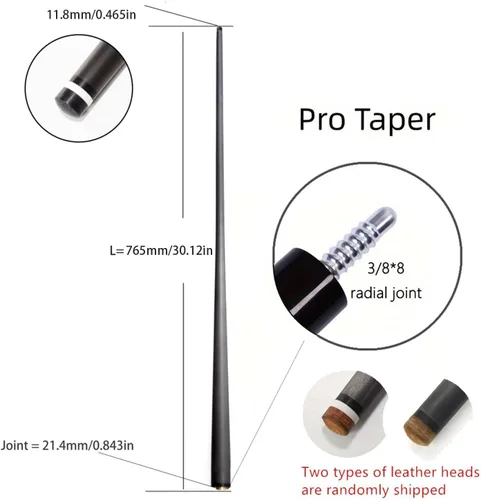 Vista 4 de 100% Carbon Fiber Shaft, Black Technology Shaft of Pool Cue Front Part for Billiard Play/Break/Snooker Cue Shaft with Foam- 737 mm,745mm,765mm