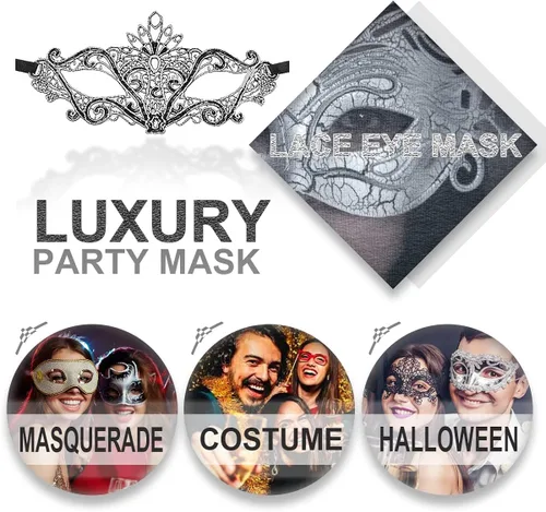 Vista 2 de Máscara de máscaras para mujeres parejas y hombres máscara para carnaval Halloween máscara de ojos de encaje para fiesta baile de graduación bar