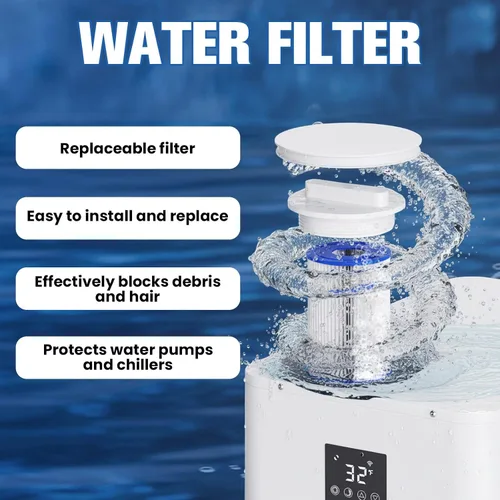 Vista 5 de ICEGALAX Enfriador de baño de hielo 1HP para bañera de hielo, enfriador de agua de control inteligente con bomba y filtro integrados, enfriamiento