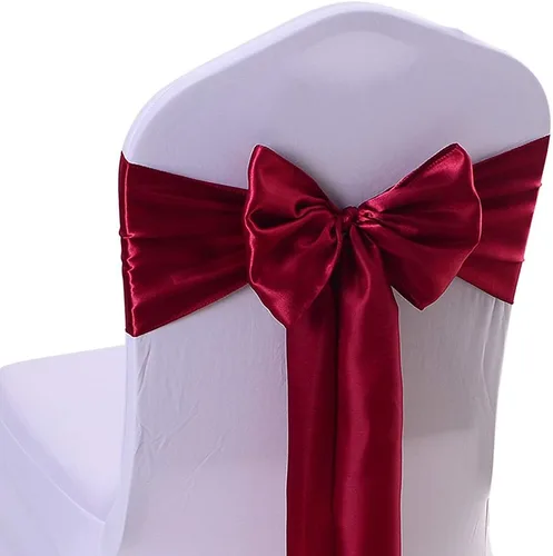 Vista 11 de Paquete de 10 bandas de satén rosa claro para silla, lazos para sillas de boda de 7 x 108 pulgadas para banquetes, decoraciones de fiestas, eventos