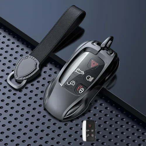 Vista 3 de Funda de metal de aleación de zinc para llavero de automóvil, compatible con Land Rover Range Rover Sport Discovery LR4 Smart Key Fob Cover Cover