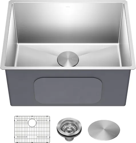 Vista 13 de Kraus Standart PRO - Fregadero de cocina de montaje inferior con tazón individual para bar de acero inoxidable, calibre 16, 10 pulgadas, KHU101-10