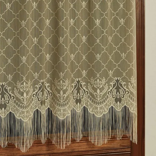 Vista 3 de Touch of Class Panel de cortina de encaje con diseño de flor de lis victoriano para tratamiento de ventana - Poliéster - Oro antiguo - Panel de Oro