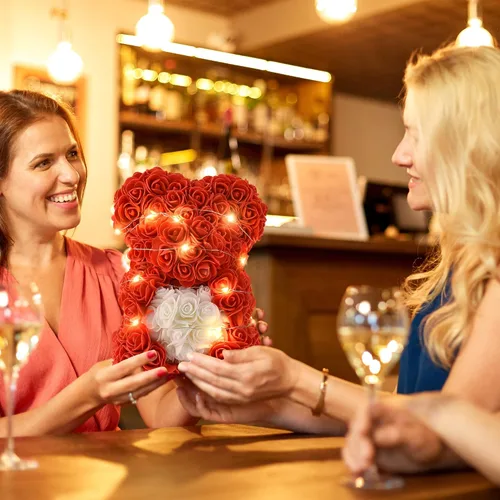Vista 5 de rose bear Regalos para el día de San Valentín para ella regalos de oso de flores de rosas para niñas mujeres madres novias oso de peluche de rosas