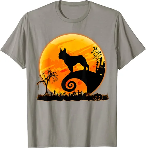 Vista 27 de Camiseta divertida de disfraz de Halloween para perro y luna de Bulldog francés, Negro, S