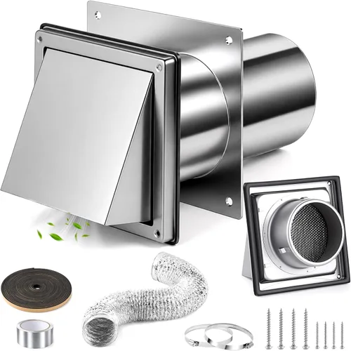 Vista 7 de Kit de ventilación de secadora de 4 pulgadas con placa de pared