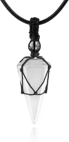 Vista 12 de Collar de 6 facetas de cristal de chakra de Reiki y piedra curativa, colgante de cristal puntiagudo, collar de cuerda ajustable para mujeres