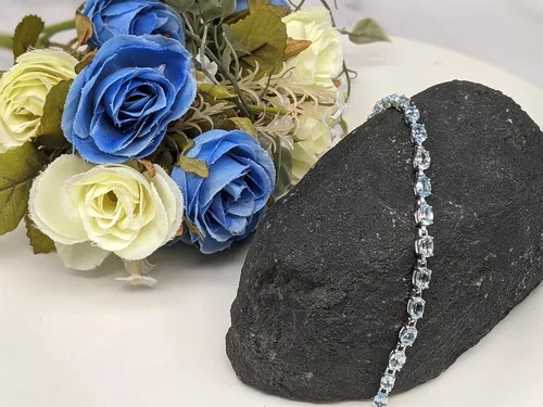Vista 8 de Silver Smile 925 Sterling Silver Gemstone Bracelets for Women and GirlsAttractive Tennis Bracelet in 7.25" Length with Secure Lock Comes in a Suede