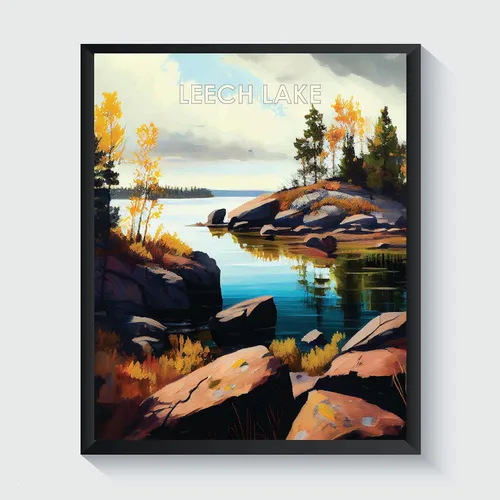 Vista 37 de Yellowstone Lake - Póster impreso artístico, ilustración, arte de pared, decoración de paisaje retro, paisaje, obra de arte para decoración de Lago