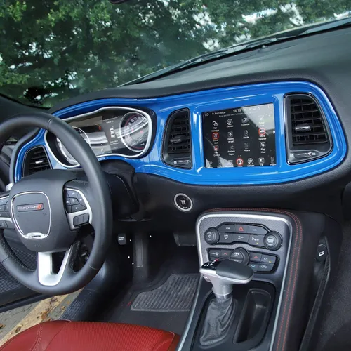 Vista 4 de Voodonala para Consolas Centrales Challenger, Cubierta Protectora del Tablero de Instrumentos para 2015-2024+ Dodge Challenger, Accesorios Azul