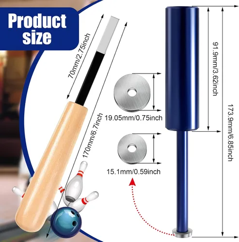 Vista 2 de Hungdao Kit de herramientas de extracción de cinta de entrenamiento de bola de bolos, 3 piezas, con cuchilla de repuesto, cuchillo biselado