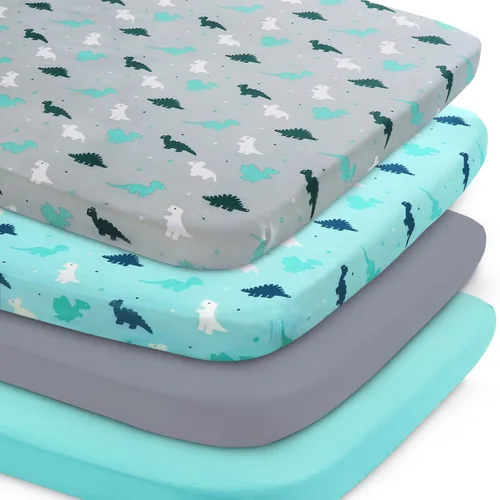 Vista 14 de Sábanas para moisés, paquete de 4 para bebés, sábanas para moisés Aqua + azul marino