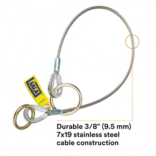 Vista 5 de 3M DBI-SALA 5900550 Conector de anclaje, adaptador de amarre de cable de 4 pies, tipo pasante, plateado
