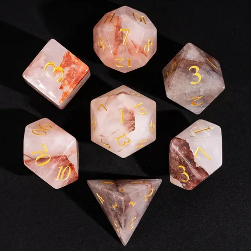 Vista 30 de UDIXI Juego de dados de piedras preciosas de amatista, dados DND de piedra de cristal D&D con estuche de regalo para juegos de rol y juegos de mesa