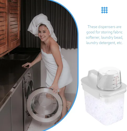 Vista 7 de jojofuny Dispensador con tapa Botellas de loción vacías Dispensador de líquido de lavandería Dispensador de polvo Perfumado Grano de lavandería