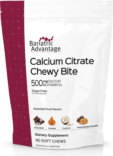 Vista 15 de Bariatric Advantage Picaduras masticables de citrato de calcio 500 mg - Altamente absorbible y digerible - Vitamina D3 - Suplemento de calcio