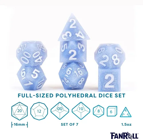 Vista 5 de FanRoll - Juego de dados DND de goma de silicona de borde afilado de 0.630 in: residuos glaciales, dados de juego de rol para Calabozos y Dragones
