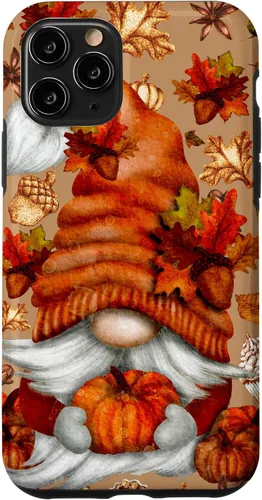 Vista 29 de Brown Fall Themed Gnome Pumpkin Cute Pattern Autumn Leaves Case for iPhone 16