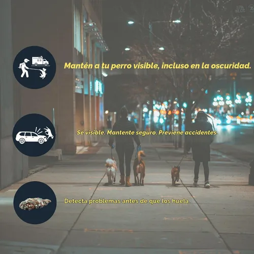 Vista 3 de Correa retráctil con luz LED para perros pequeños a medianos, extensible de 16 pies para paseos nocturnos seguros (negro)