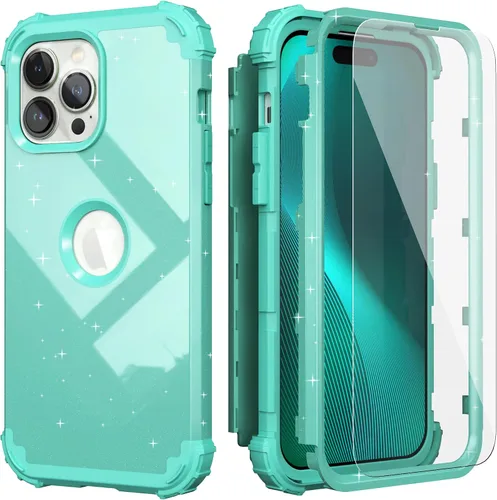Vista 13 de IDweel Funda para iPhone 13 Pro Max con protector de pantalla (vidrio templado), funda para iPhone 13 Pro Max, protección resistente, híbrida 3