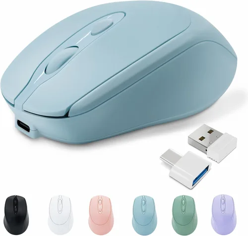Vista 10 de Ratón inalámbrico recargable Bluetooth silencioso para portátil, iPad, MacBook, PC, Surface Pro, Lenovo, tableta Samsung, diseño ergonómico (negro)