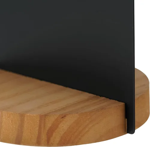 Vista 7 de SOFFEE DESIGN Reloj de mesa de una pieza con hoja de hierro con base de madera, reloj de escritorio sin tictac funciona con pilas para sala de Negro
