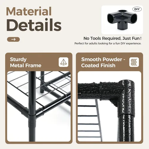Vista 6 de Bamworld Soporte para plantas para interiores y exteriores, estante grande de metal de 11 niveles para plantas, soportes de flores de varios Negro