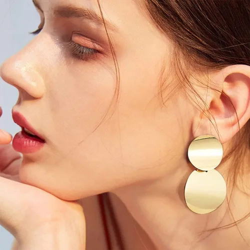 Vista 5 de Juego de 12 pares de aretes colgantes para adultos, elegantes aretes geométricos dorados, aretes de gota para fiesta de cumpleaños, regalos