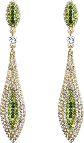 Vista 19 de EVER FAITH Pendientes colgantes de cristal austriaco para boda y baile de graduación, joyería con doble gota de agua para fiestas nupciales con 1