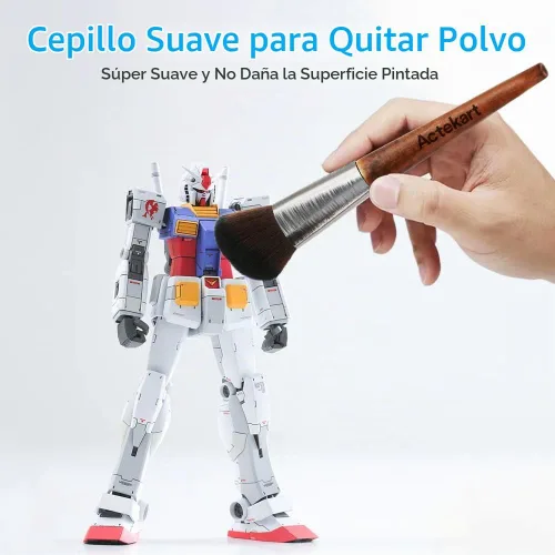 Vista 2 de Juego de 3 cepillos de limpieza modelo (mango de madera de alta calidad), cepillo suave para plumero, cepillo de polvo de modelo profesional