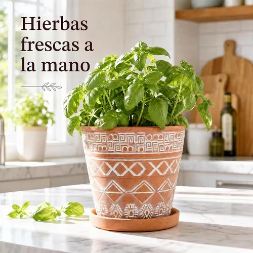 Vista 6 de Cedilis Paquete de 2 macetas de terracota de 5 pulgadas con platillos
